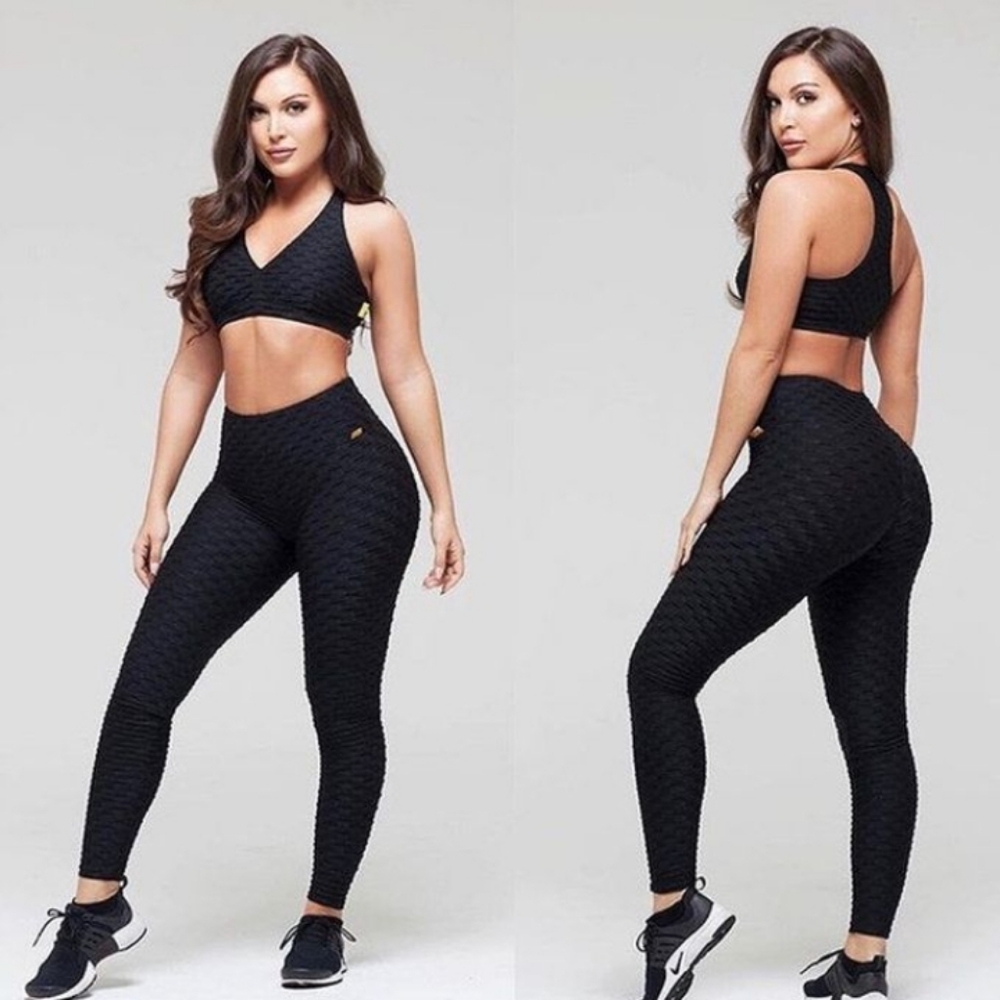 Black Textured Leggings
